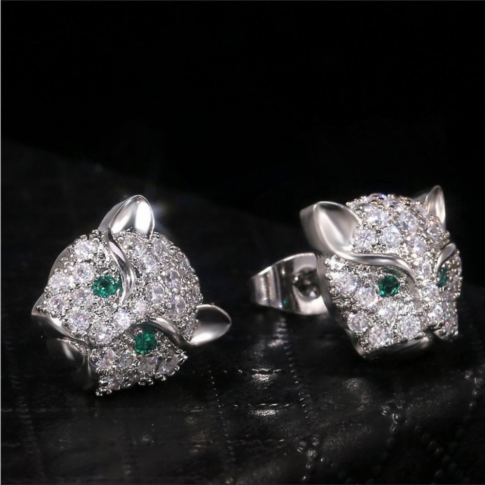 New 925 Silver Shiny Crystal Sparkling Stud Earrings for Women - Picture 5 of 10